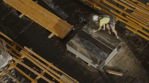 Slow Motion Of Workers At Construction Site Stock Footage 158360171