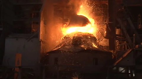 Slow motion. working basic oxygen furnace Stock Footage 53038918