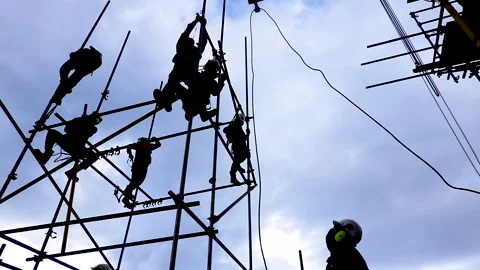 Slow Motion of Working at Height. Stock-Footage 159073015