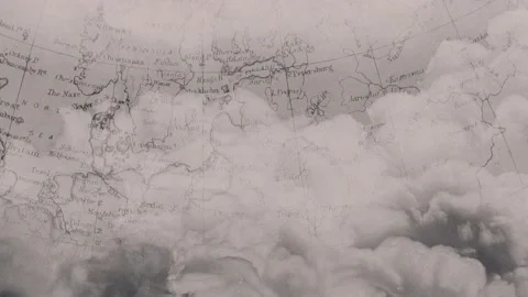 Slow motion world map which gradually Appears on old crumpled paper 4k video ani Stock Footage 221707646