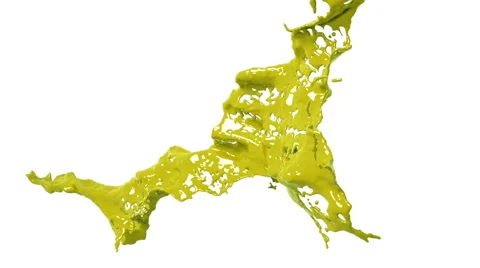 Slow motion yellow splash of liquid. Colored paint Stock Footage
