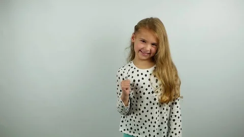 Slow motion of yes gesture by cute child. Stock Footage 82804413