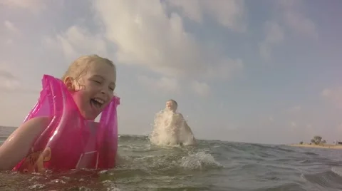 Slow motion. Young children having fun. 스톡 동영상 64751844