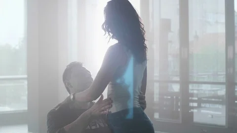 Slow motion of a young couple dancing kizomba Stock Footage 107478569