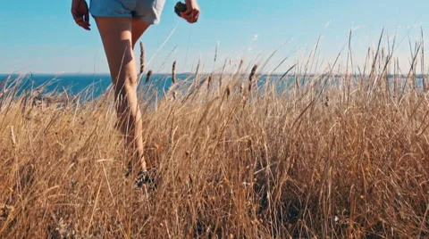 Slow motion of young female hiker walking Video stock 67894341