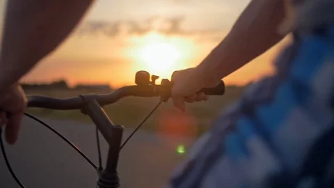 Slow motion of young man riding a bicycle and enjoying freedom outdoors. Stock Footage 83121457