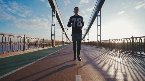 Slow Motion Young Man Running Athlete Sprinting Workout Challenge Training Video stock 111839613