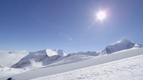 SLOW MOTION: Young pro snowboarder jumping in half pipe snow park Stock Footage 79548265