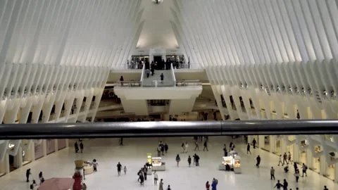 Slow motion Zoom Interior Oculus Building downtown Manhattan New York City 4k Stock Footage 255405465