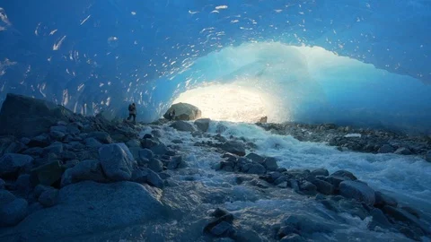 Slow Motion/Forward of Splashing, Quick Moving Stream Over Rocky Ground In Stock Footage 113949148