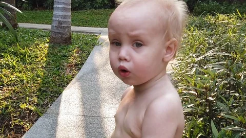 Slow motion.portrait of a two-year-old boy. Stock Footage 104698403