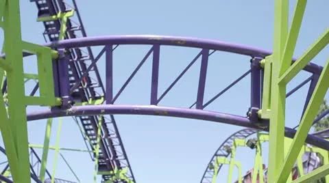 Slow Motoin of underside of rollercoaster Stock Footage 10740400