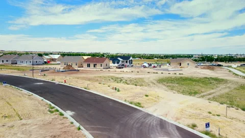 Slow Move towards homes in new subdivision Stock Footage 321741853