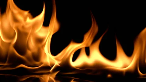 Slow movement of clean fire, igniting and burning. On a black background, a line Stock Footage 88729987