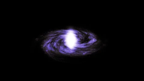 Slow movement fly towards a spinning purple galaxy with stars and cloud Stock Footage 124251496