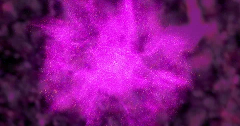 Slow Movement of glowing pink particles in space nebula. Bright astronomical 動画素材 282053406