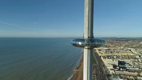 Slow movement looking west from the British Airways i360, drone aerial 4K Stock Footage 101206255