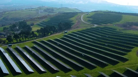 Slow Moving Aerial Over Modern Solar Panel Array. Stock Footage 332626984