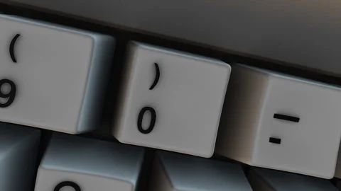 Slow Moving Close-up of 0 Number Key on 3D Computer Keyboard. Stock Footage 333943287