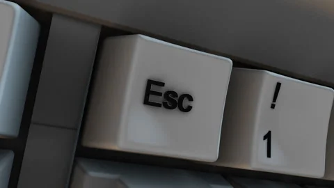Slow Moving Close-up of Esc Escape Button Key on 3D Computer Keyboard. Stock Footage 333943450
