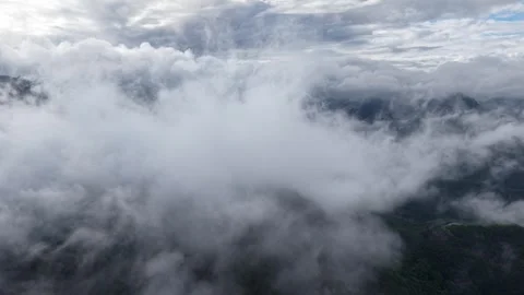 Slow Moving Clouds Ascending Drone Shot, South Korea Stock Footage 345946508