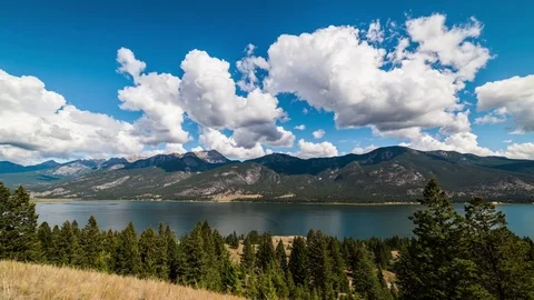 Slow Moving Clouds over Lake 4K Stock Footage 69828494