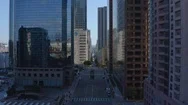 Slow Moving Drone View Between Buildings Downtown Los Angeles Stock Footage