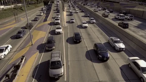 Slow Moving Freeway Rush Hour Traffic Congestion Stock Footage 92315919