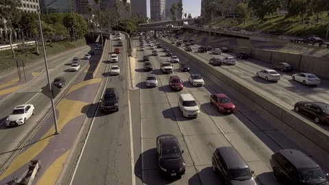 Slow Moving Freeway Rush Hour Traffic Jam Stock Footage 92317445