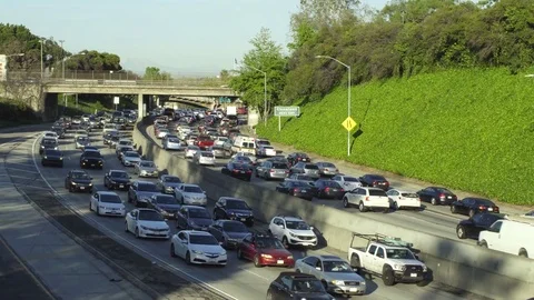 Slow moving freeway traffic Stock Footage 78248789