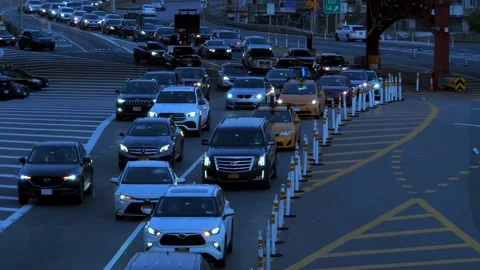 Slow moving highway traffic Stock Footage 164678544