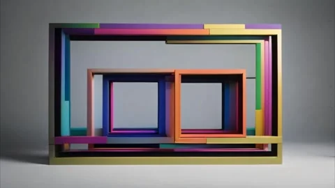 Slow moving image on colorful, complex, rectangular and square frames on li.. 動画素材 273954710