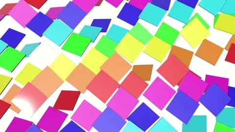 Slow moving multicolored square tiles. 3d render Stock Footage 101347246