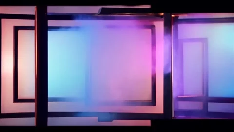 Slow moving screen effect with a view of golden frames and smoke. Stock Footage 273954056