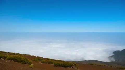 Slow Moving Sea of Clouds Above Volcanic Terrain Tenerife 4K Timelapse Stock Footage 333417031