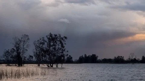 Slow Moving Storm Clouds Above A Small Lake In Rural Northern California Stock Footage 87809688