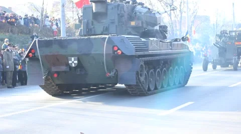 Slow Moving Tank Stock Footage 46126404