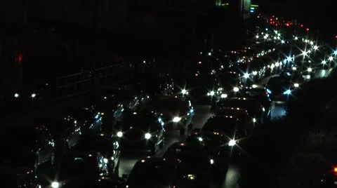 Slow moving traffic. Bumper to bumper. Stock Footage 8879671