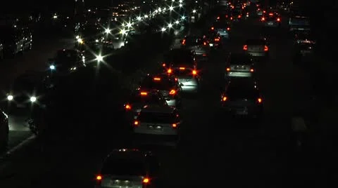 Slow moving traffic. Bumper to bumper. Stock Footage 8880904