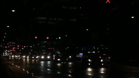 Slow Moving Traffic at Night Stock Footage 20149191