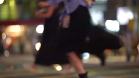 Slow Moving Unrecognizable People at Rush Hour. Urban City Life Scene. Crowded Stock Footage 334104064