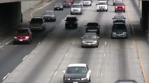 Slow moving vehicles on freeway Video stock 5297871