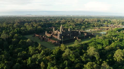 Slow orbit of Angkor Wat temple Cambodia Stock Footage 246762828