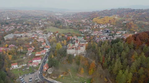 Slow Orbit of Bran Castle Stock Footage 290443230