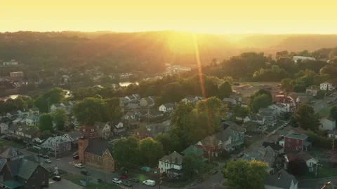 Slow Orbiting Aerial Establishing Shot of Residential Neighborhood Stock Footage