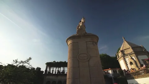 Slow: orbiting around saint longinus statue/monument Stock Footage 128092878