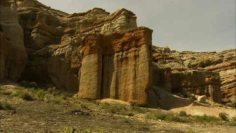Slow pan across cliffs in Death Valley Stock Footage 87113288