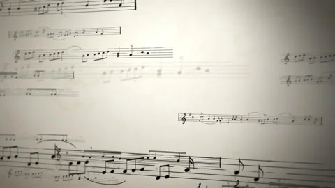 Slow pan across digital sheet of music with many pieces of music vintage paper Stock Footage 171471838