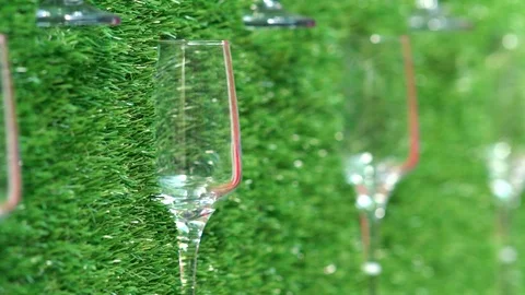 Slow pan across a row of decorative glasses Stock Footage 116037384
