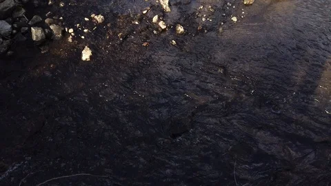 Slow pan up across the stream Stockbeeldmateriaal 126557872